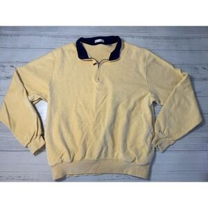 Peter Millar Yellow 100% Cotton 1/4 Zip Size Large Pockets